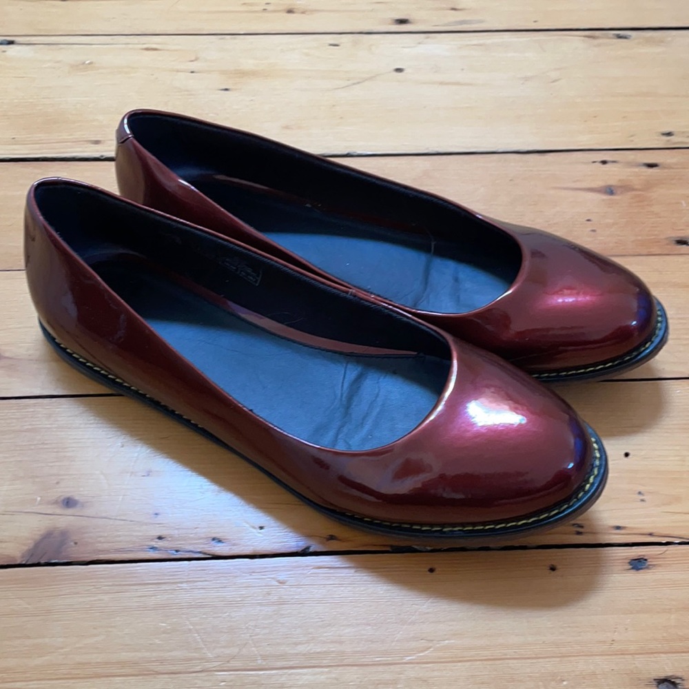 Dr. Martens metallic burgundy flats